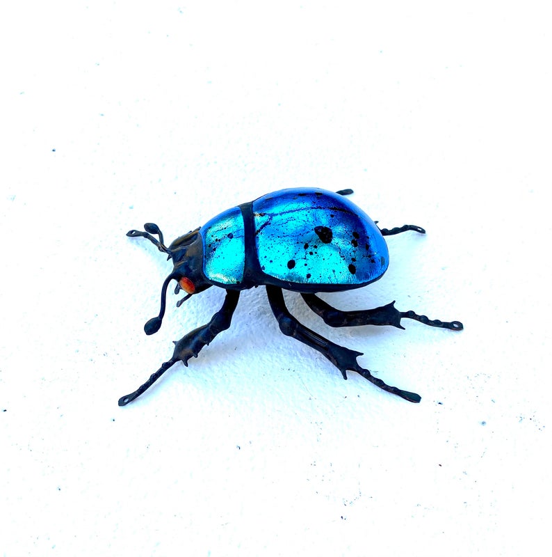 Small Blue Beetle Sculpture
